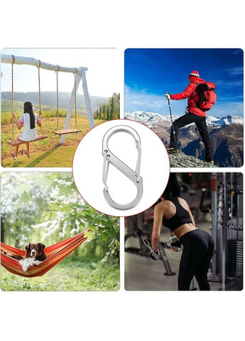 Брелок-карабін металевий S-подібний тримач для ключів аксесуарів Silver No Brand (358205223)