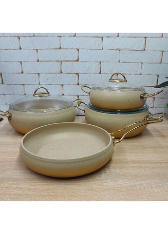 Набор посуды 3023-IND-Сrem 7 предметов кремовый OMS (349222608)