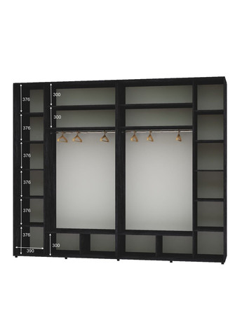 Шкаф-купе трехдверный 280*60*230 Бетон темный 2 Зеркала с пескоструйным рисунком/Зеркало Люкс-149 Алекса (360479091)