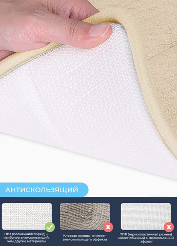 Набор ковриков для ванной с эффектом памяти 2 шт (50 х 80 см и 40 х 60 см) Бежевый - Антискользящие, мягкие, водопоглощающие Aquarius (281327182)