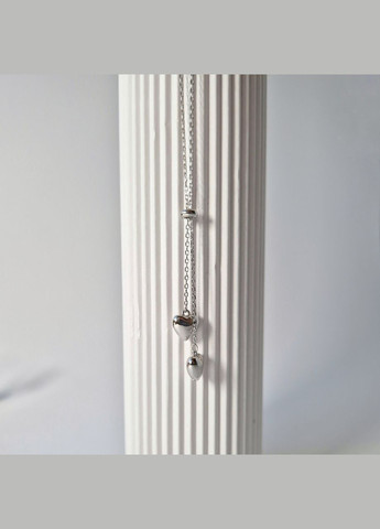 Срібна цепочка кольє Краватка з підвіскою Серце 40 - 44 см срібло 925 проби Родоване 4.40г 3014 No Brand (306854725)