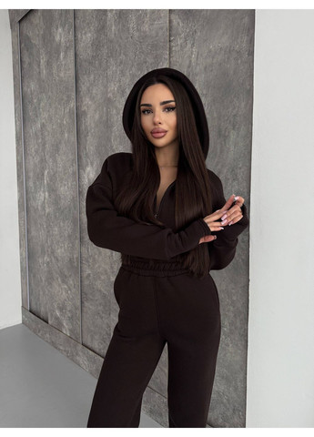 Женский комбинезон No Brand комбинезон-брюки тёмно-коричневый кэжуал трехнитка с начесом