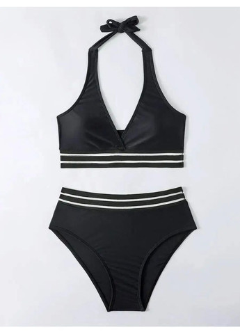 Черный летний купальник женский trend, красивый роздельный купальник з високою посадкою трусиков, купальник без бретелек раздельный No Brand Купальник жіночий Trend чорний