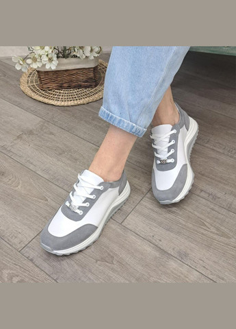 Кросівки жіночі комбіновані на шнурівці. Колір сірий, білий. 39 розмір Vasha para комбіновані демісезони (303931843)