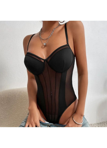 Сексуальне боді з кнопками в зоні запаху розмір XS-L. Напівпрозоре сексуальне боді на бретелях Бордове, S China (360865472)