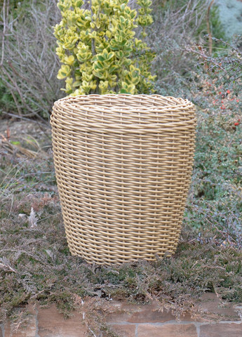Кашпо высокое 16 литров (горшок для цветов и растений),Вазон из искусственного ротанга ручной работы. Цвет Светлое дерево Handmade (329193730)