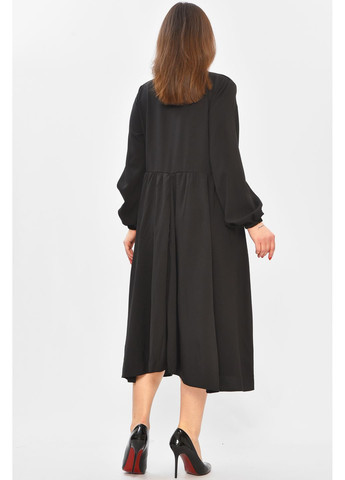 Черное повседневный платье женское однотонное черного цвета с баской Let's Shop однотонное