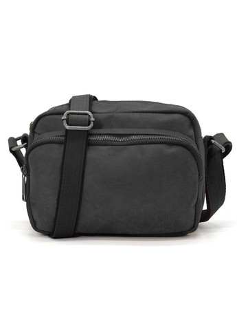 Чоловіча шкіряна сумка через плече крос-боді на 2 відділи з натуральної шкіри чорна 23*16*11 см TARWA (332005693)