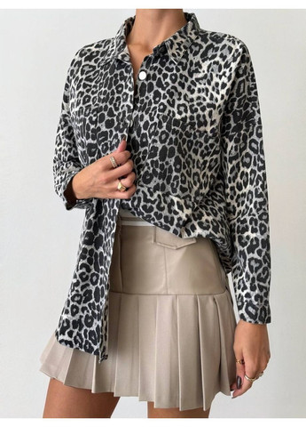 Котонова сорочка з леопардовим принтом “Дика елегантність” | Розмірна сітка в описі GD/GL Модний простір (364966991)