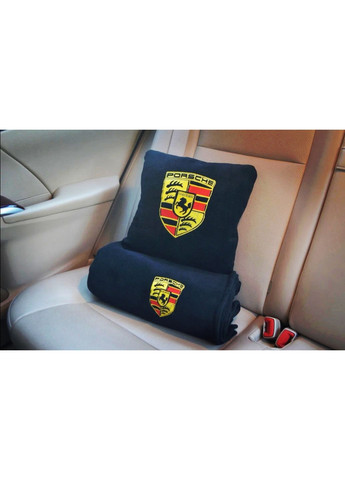 Авто плед і подушка с вишивкою логотипа "PORSCHE" No Brand (369717574)