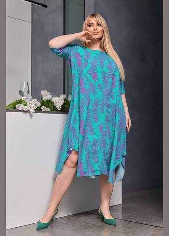Бирюзовое женское платье из софта цвет бирюзовый-малина р.50/52 453421 New Trend