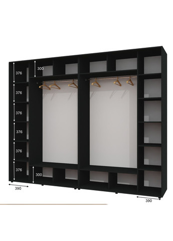 Шафа-купе чотиридверна 300*60*220 см Венге магія 4 двері Дзеркало ШК-02 Алекса (360457644)