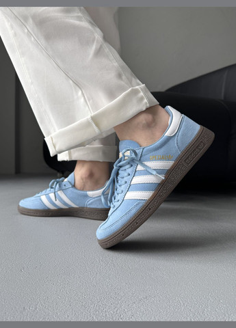 Блакитні Осінні кросівки чоловічі і жіночі adidas spezial handball blue white | адідас спеціал блакитні No Brand