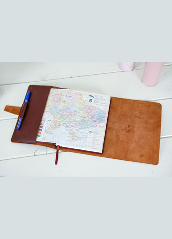 Шкіряна обкладинка для блокноту А5 Дизайн №6, натуральна шкіра італійський Краст, колір Коньяк Berty (299397060)