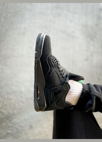 Черные демисезонные кроссовки мужские и женские nike jordan retro 4 black cat | найк джордан ретро 4 черные No Brand