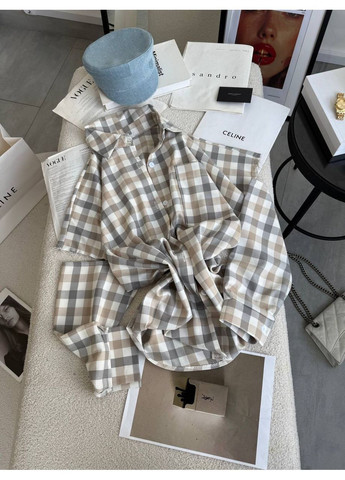 Бежевая повседневный, кэжуал рубашка в клетку Style Point с длинным рукавом