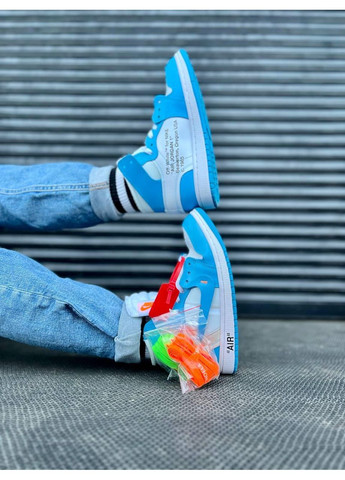 Белые демисезонные кроссовки мужские nike air jordan retro 1 off white blue найк аир джордан No Brand