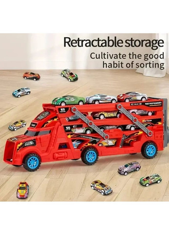Іграшковий автовоз з 6 машинками, пусковим механізмом та треком, пластиковий набір для дітей від 3 років No Brand (364191266)