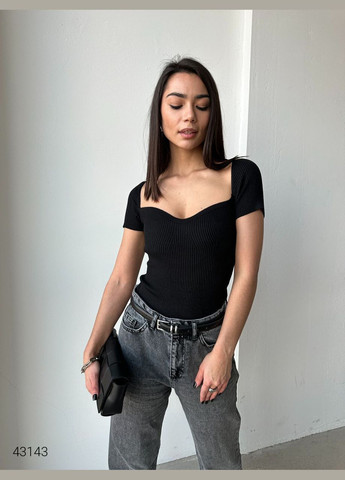 Черный демисезонный джемпер женский с короткими рукавами джемпер Liton