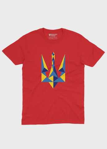 Червона демісезонна футболка для хлопчика з патріотичним принтом гербтризуб (ts001-2-sre-005-1-042-b) Modno