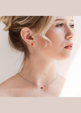 Колье серебряное Сердце с эмалью на цепочке Каштан (342335081)