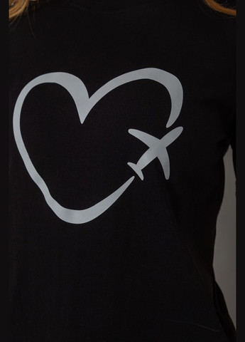Черная демисезон футболка женская с принтом, цвет черный, Ager