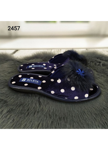 Синие тапочки женские комнатные с открытым носком Белста