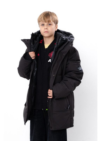 Темно-серая зимняя зимняя куртка для мальчика-подростка прямого кроя с двойной застежкой (p-18509) Носи своє