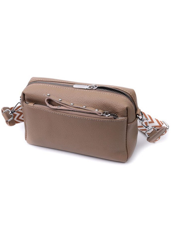 Сумка для жінок з акцентом на стильний бігунок з натуральної шкіри 22650 Бежева Vintage (331910346)