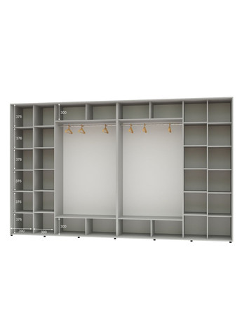 Шафа-купе чотиридверна 390*60*240 Сірий Дзеркало з піскострумним малюнком Алекса (360478408)