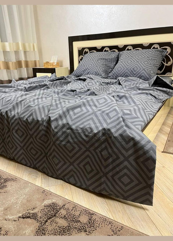 Постільна білизна бавовняна Візерунки Двоспальна 180 x 220 Бязь Сіра 50 х 70 No Brand (278274718)