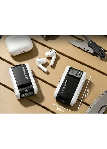 Фонарик R7 аккумуляторный USB Type-C, 800 лм, RGB-подсветка, магнит, клипса, поворотная головка White No Brand (407905164)
