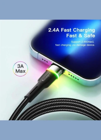 Кабель Colorful LED USB Cable Fast Charging 2.4A USBA to Lightning 1m black (EXCL-XCD01) (EXCL-XCD01) Essager (298251379)
