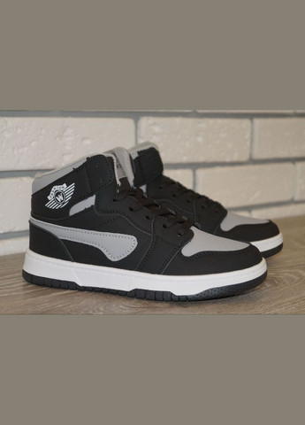 Хайтопи демісезонні підліткові / Черевики демісезонні підліткові чорні з сірим FDEK Fashion (300103537)