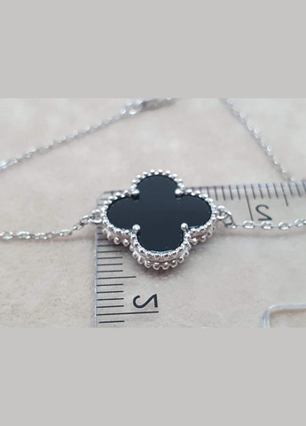 Серебряный браслет Клевер с ониксом. 9550088Ч Top Silver (316650943)