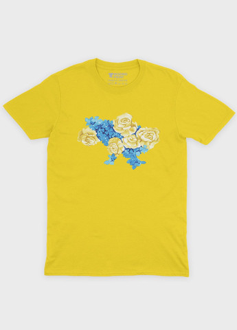 Желтая демисезонная футболка для мальчика с патриотическим принтом карта украины (ts001-1-sun-005-1-019-b) Modno