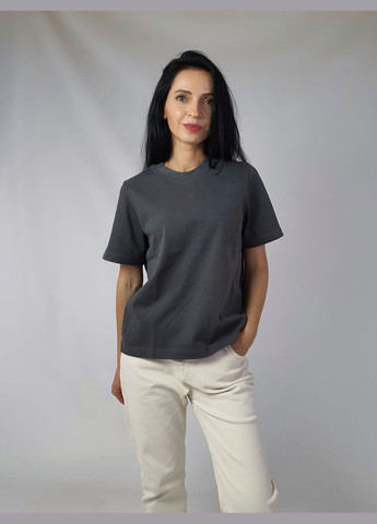 Футболка женская базовая плотная с велюр эффектом органический хлопок JUGO Venice - (297647817)