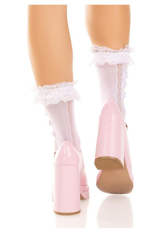 Шкарпетки ажурні Leg Avenue Mini Bow Lace Anklet, білі, з рюшами, декор — бантики No Brand (362453509)