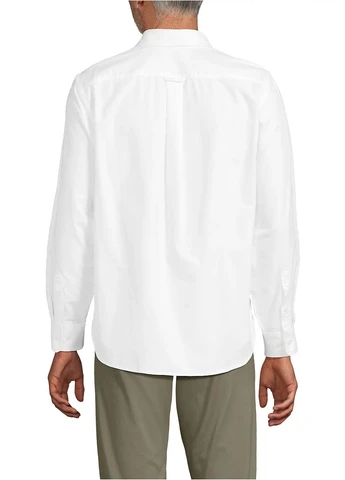 Белая классическая, кэжуал рубашка однотонная Lands'end