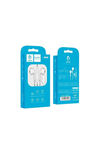 Навушники DENMEN DR10 з роз'ємом Lightning White No Brand (294945158)