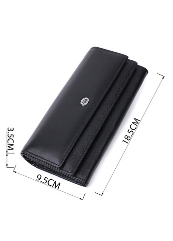 Функціональний жіночий гаманець з двома клапанами із натуральної шкіри 22696 Чорний st leather (298111822)