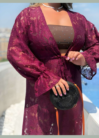 Летняя нежная легкая гипюровая кружевная пляжная накидка парео туника синяя Україна (345557347)