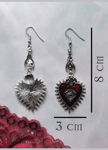 Сережки vintage червоне серце кажан Fashion Jewelry сріблясті (SVS) No Brand (324227444)