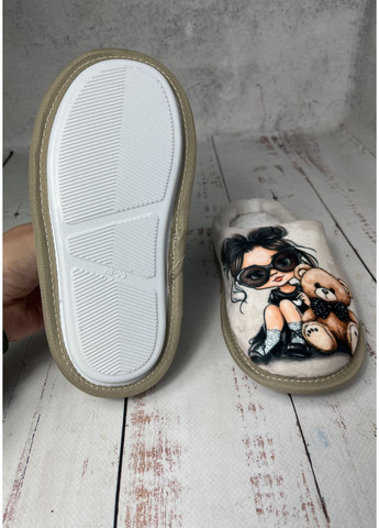 Бежевые тапочки домашние для девочки бежевый (552-1) Waldi