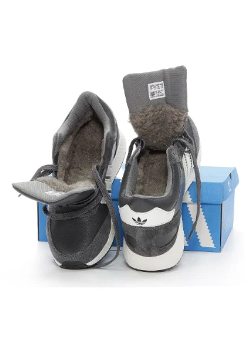 Цветные всесезонные кроссовки iniki grey white winter fur с мехом No Brand