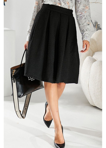 Черная повседневная женская пышная юбка из твида (ll72660090) LadyLike