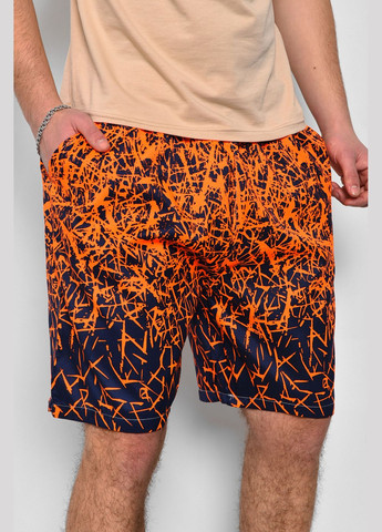 Шорты мужские полубатальные с принтом сине-оранжевого цвета Let's Shop (278761172)