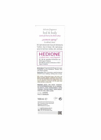 Спрей для тела и постели с феромонами и афродизиаками Fragrance Вишня и белый лотос, 100 мл Hot (298862104)