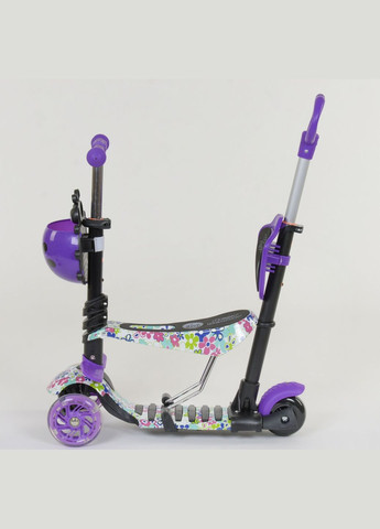 Детский самокат 5 в 1 68995. Абстракция, PU колёса, с подсветкой колёс. Фиолетовый Best Scooter (279928555)