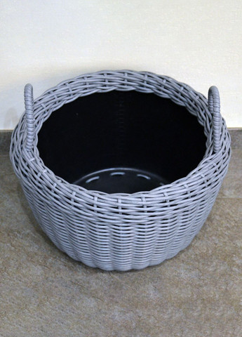 Корзина для дров плетеная (дровница) из искусственного ротанга ручной работы. Цвет Серый. 45 литров Handmade (327878842)